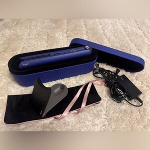 Dyson Corrale Hair Straightener with box, charger, stand, and travel pocket